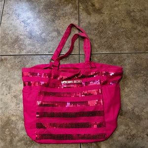 Victorias Secret Y2K Hot Pink Sequin Tote Bag